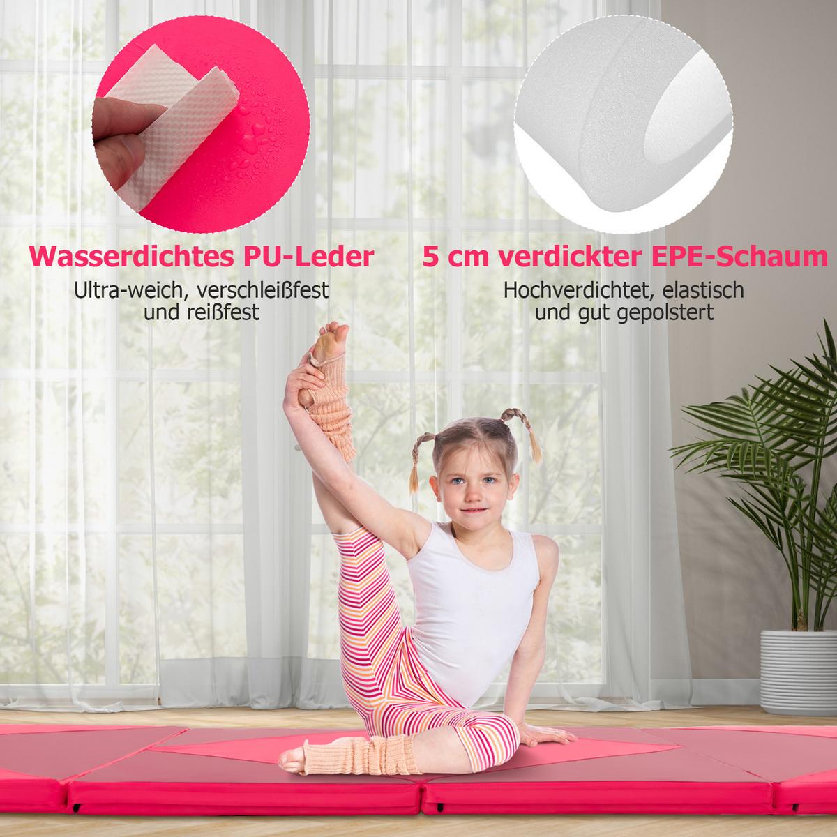 SPORTMATTE Rosa - Pink/Altrosa, Leder (240/120cm) - COSTWAY