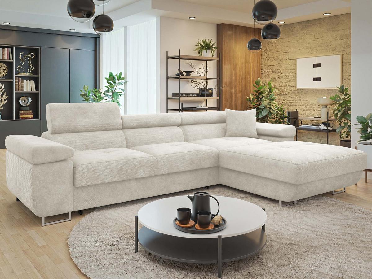 ECKSOFA Torezio Mini, Seite: Rechts - Creme, Holz/Textil (280/170cm) - MIRJAN24