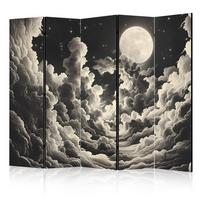 PARAVENT Einseitig Bedruckter 5-tlg 225x172 cm Mond Hinter Wolken - Schwarz, Holz/Textil (225/172/3cm) - Muralo