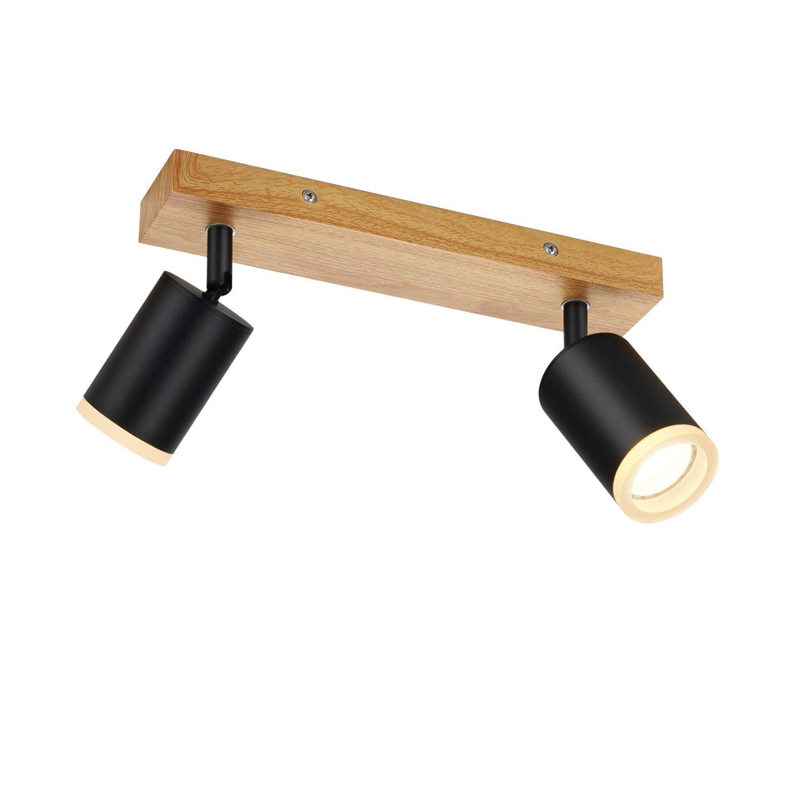DECKENSTRAHLER Darmstadt 2-flammig 28/6/15 cm - Schwarz, Holz (28/6/15cm) - Nettlife
