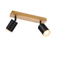 DECKENSTRAHLER Darmstadt 2-flammig 28/6/15 cm - Schwarz, Holz (28/6/15cm) - Nettlife