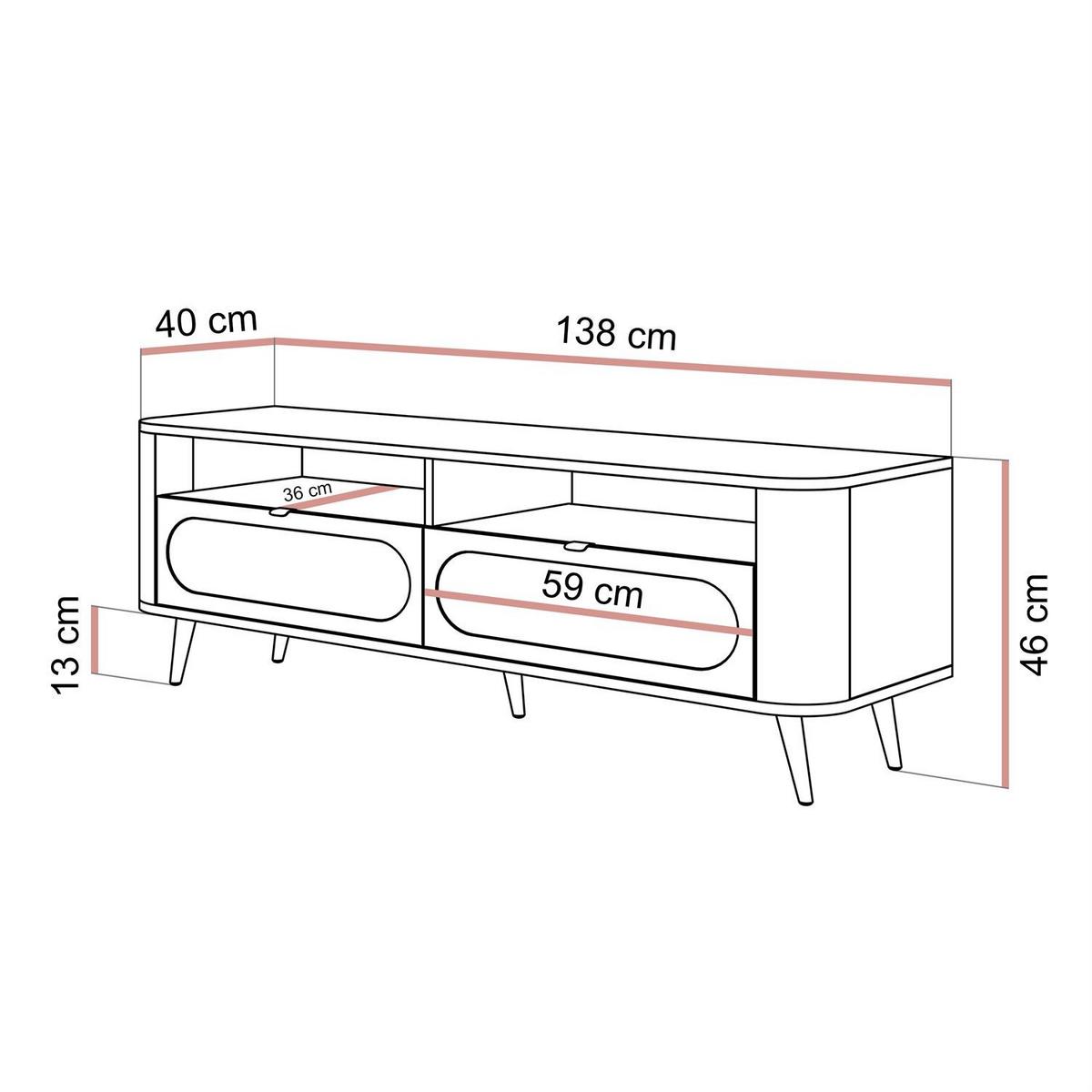 TV-SCHRANK SHADOW II 2S mit Schubladen - Schwarz, Holzwerkstoff (138/46/40cm) - Lookway