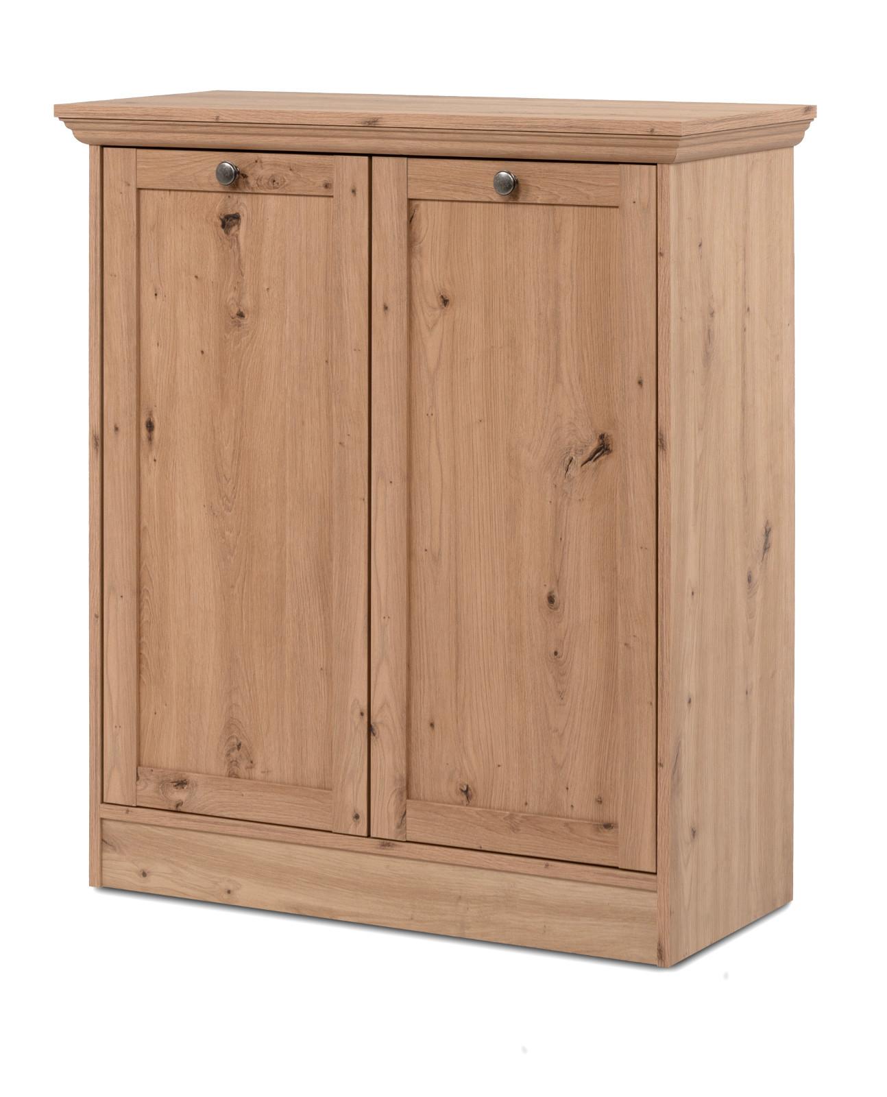 KOMMODE Eiche Artisan 80 cm Landhaus, Sideboard 2-türig - Eichefarben/Silberfarben, Holzwerkstoff/Metall (80/90/35cm) - Furn.Design