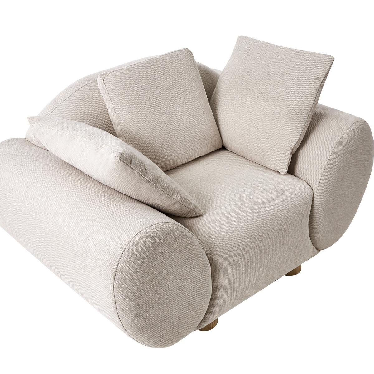SESSEL Hellbeige Ringel - Beige/Braun, Textil (128/75/87cm) - Beliani