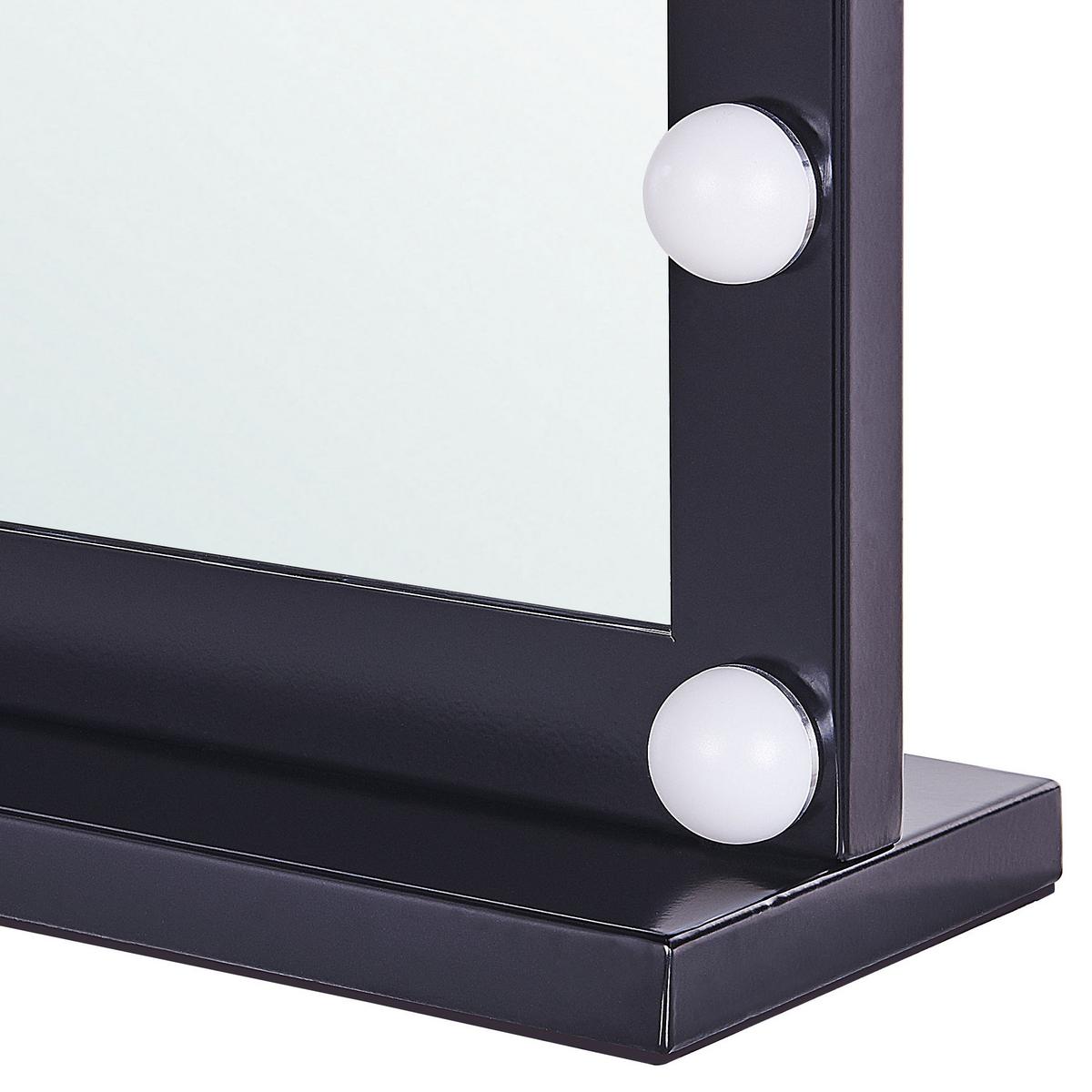 BADSPIEGEL mit LED-Beleuchtung schwarz rechteckig 50/60 cm Beauvoir - Schwarz, Metall (60/50/2cm) - Beliani