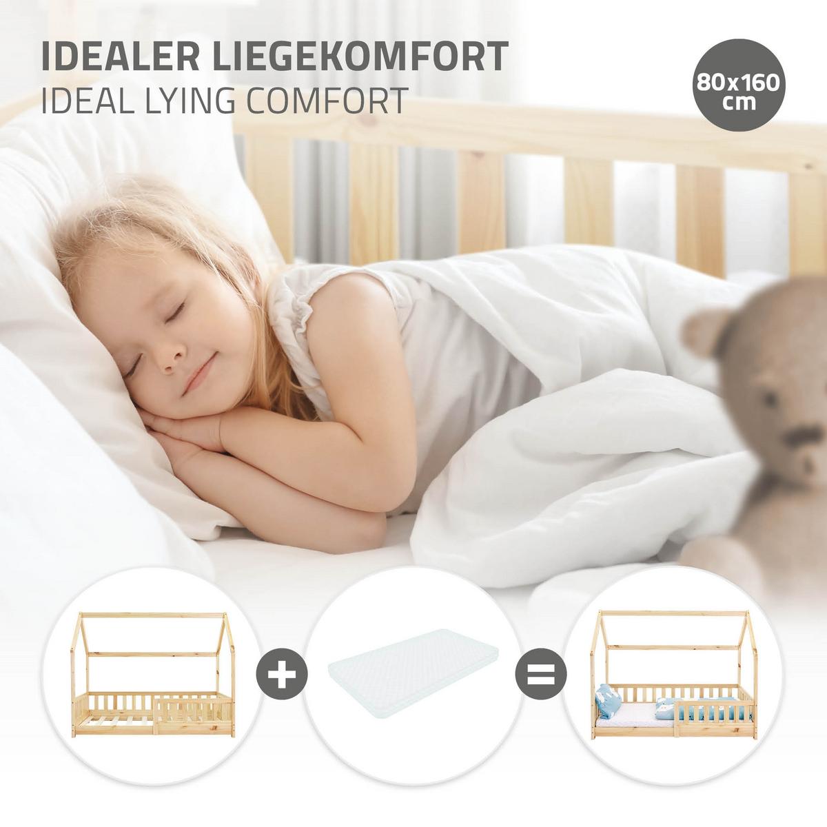 KINDERBETT mit Dach 80x160 cm Natur - Naturfarben, Holz (80/160cm) - ML-DESIGN