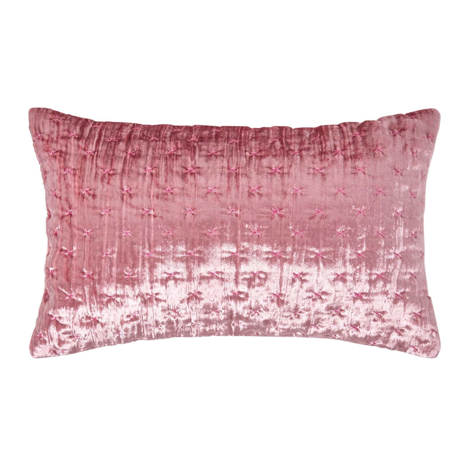 KISSENHÜLLE Pannesamt bestickt 30/50 cm - Altrosa, Textil (30/50cm) - Homescapes