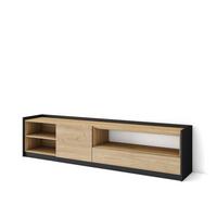 LOWBOARD, Eiche Schwarz, 207/37/50cm - Eichefarben, Holzwerkstoff (207/50/37cm) - Skraut Home