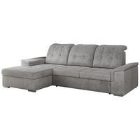 ECKSOFA MADRITO L - Hellgrau Velorus - Links - Silberfarben/Hellgrau, Textil/Metall (160/256cm)