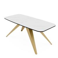 AUSZIEHTISCH FENTO 160/80/76 cm, Gold / Bianco (Weiß) - Perlmutt/Goldfarben, Holzwerkstoff/Metall (80/160/76cm) - Idohome