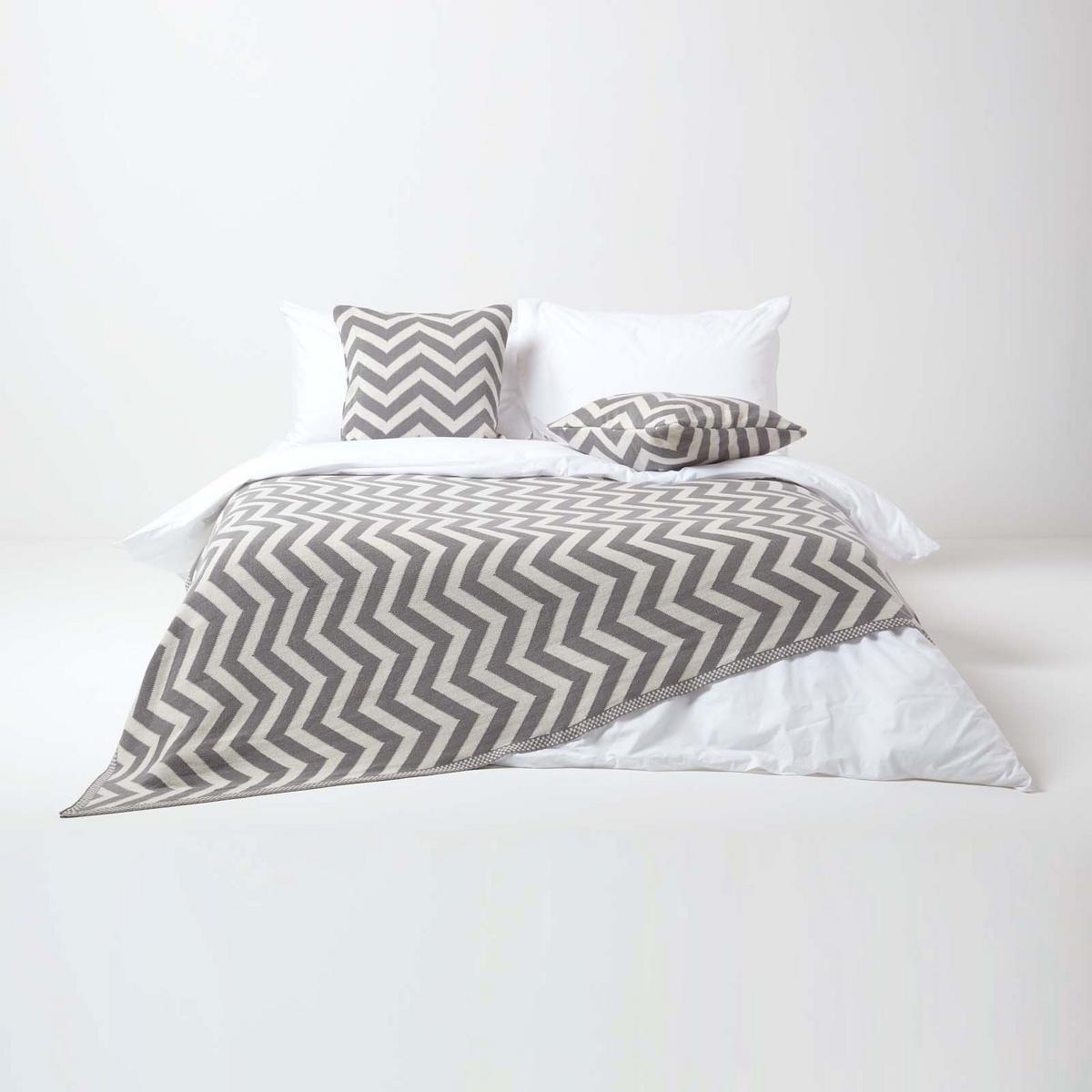 STRICKDECKE 130/170 cm, Zickzack-Muster Baumwolle - Grau, Textil (130/170cm) - Homescapes