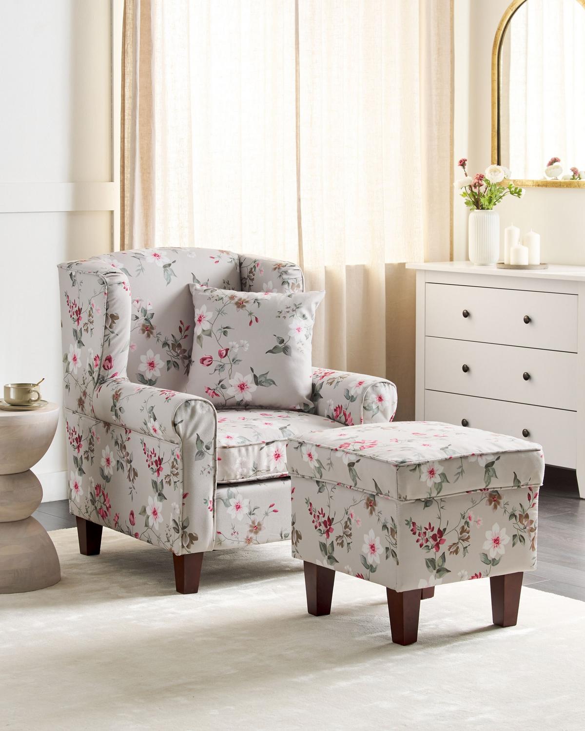 SESSEL Creme Hamar - Beige/Multicolor, Textil (77/95/78cm) - Beliani