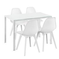 ESSGRUPPE Stathelle - Weiß, Glas/Metall (105/75/60cm) - [en.casa]