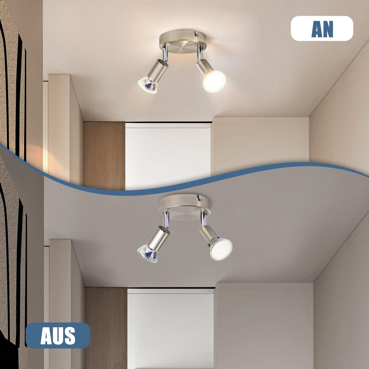 DECKENSTRAHLER Heike 2-flammig 11/11/11 cm - Silberfarben, Metall (11/11/11cm) - Nettlife