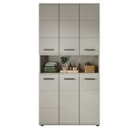 HOCHSCHRANK Kaschmir 90 x 185 cm, Badschrank XL 6-türig - Kaschmir/Schwarz, Holzwerkstoff/Kunststoff (90/185/30cm) - Inn.Furn