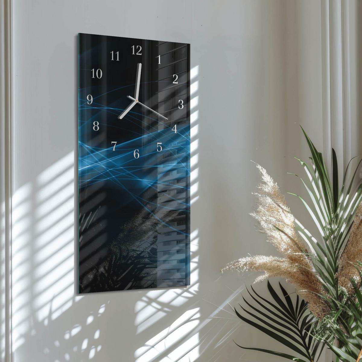 WANDUHR aus Glas 30x60 cm - Abstraktion - Blau, Glas (30/60/0.4cm) - TULUP