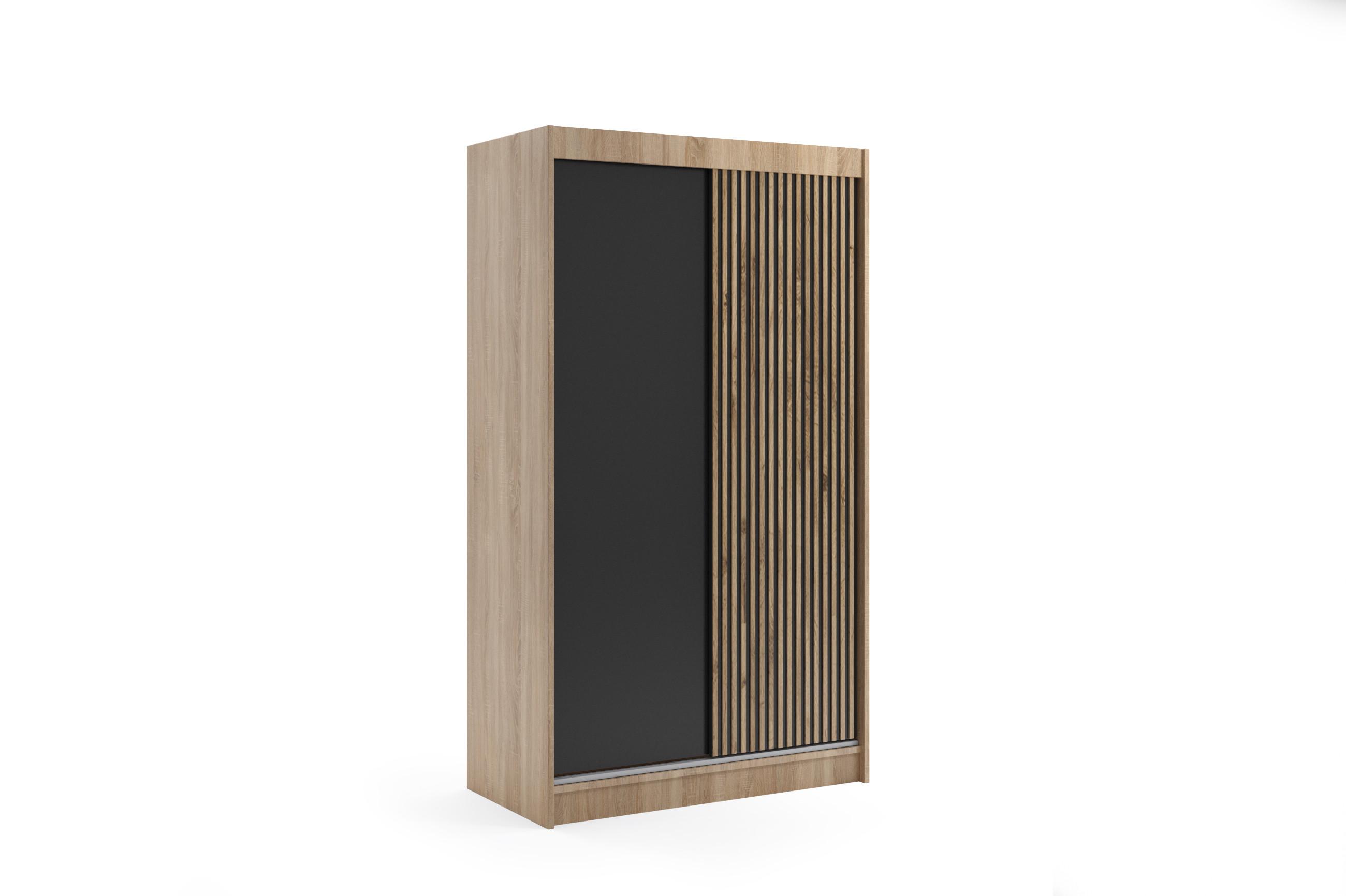 KLEIDERSCHRANK VILAN mit Lamel/LED - 120 cm - Sonoma Eiche|Eiche Wotan - Eiche Wotan/Sonoma Eiche, Holzwerkstoff (120/215/61cm) - ALTDECOR