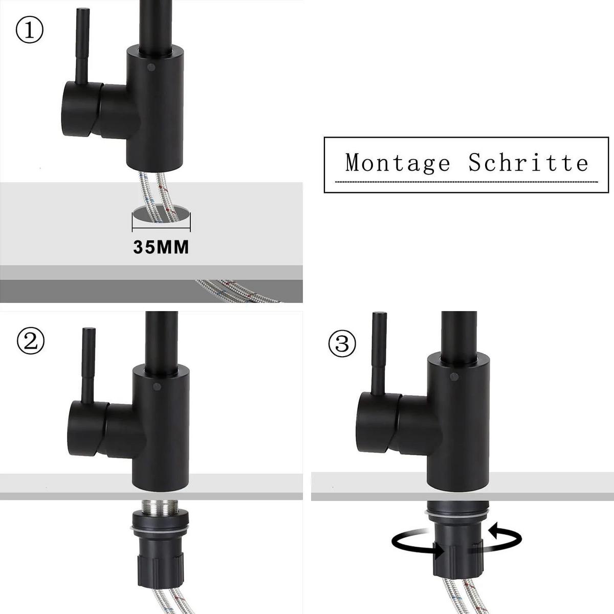 KÜCHENARMATUR SUSANNE 19/6/33 cm - Schwarz, Metall (6/33/19cm) - Nettlife