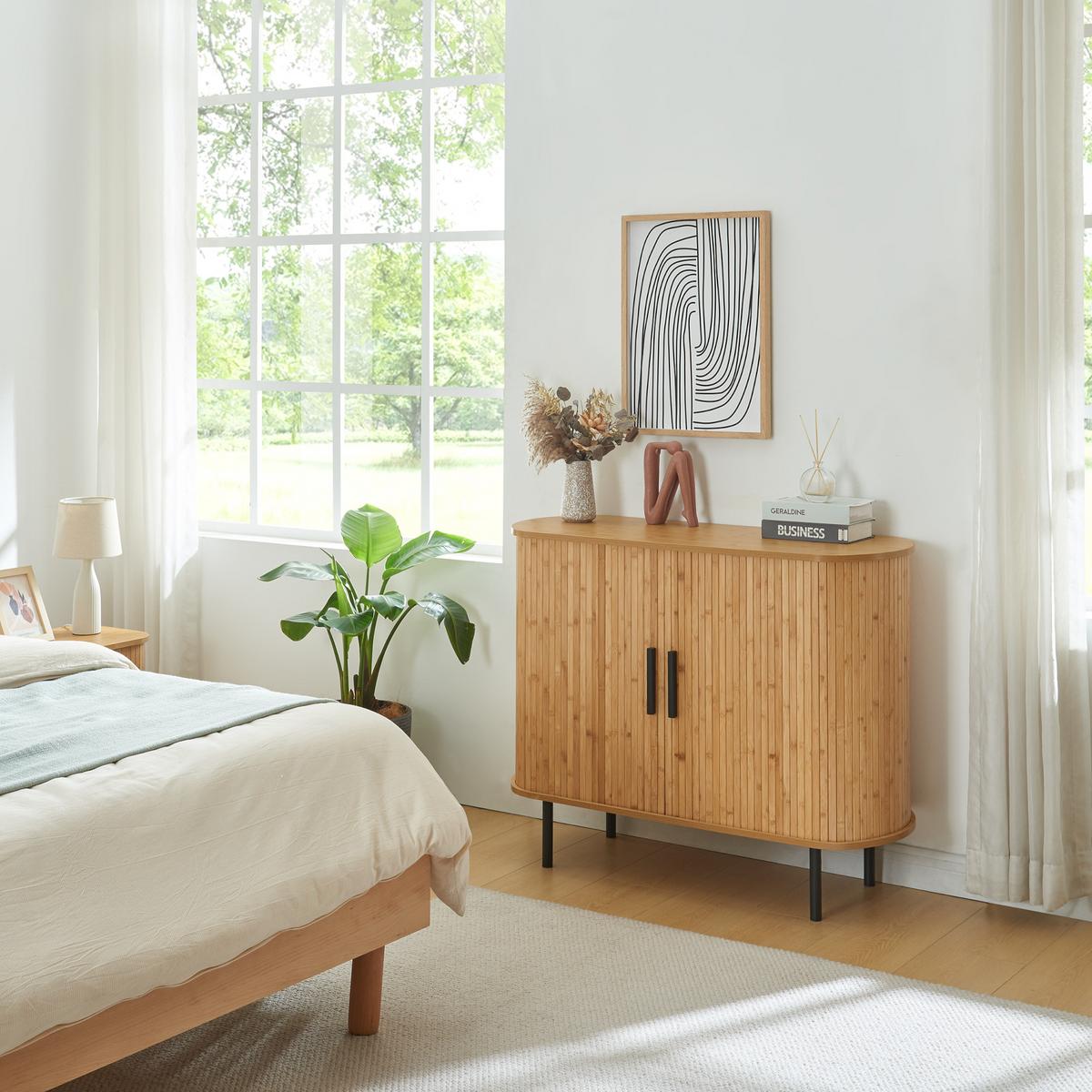 SIDEBOARD Tvedestrand - Schwarz/Naturfarben, Holzwerkstoff/Metall (100/80/40cm) - [en.casa]