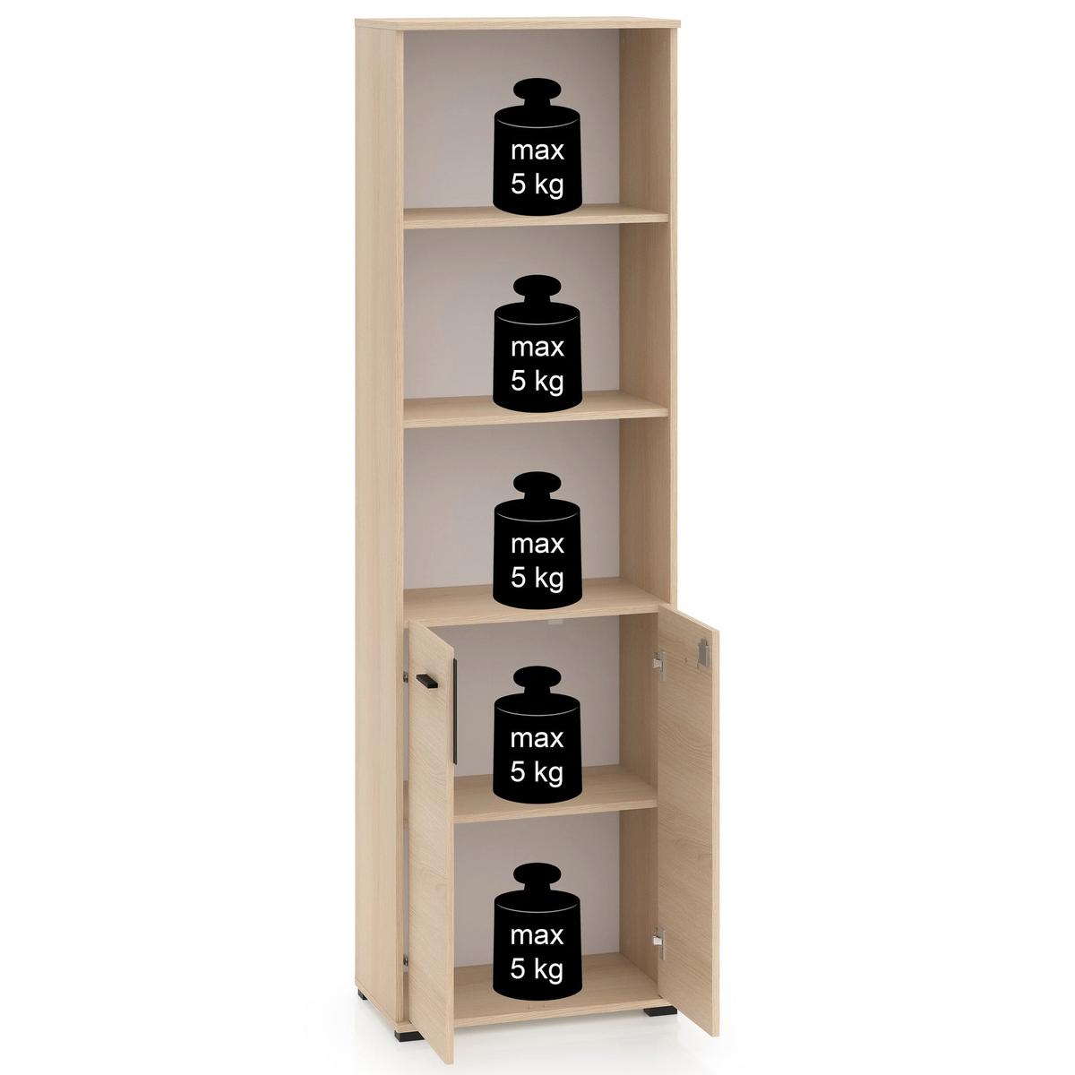 STANDREGAL Odelis 60 cm - Beige/Schwarz, Holzwerkstoff/Kunststoff (60/203/33.7cm) - Selsey