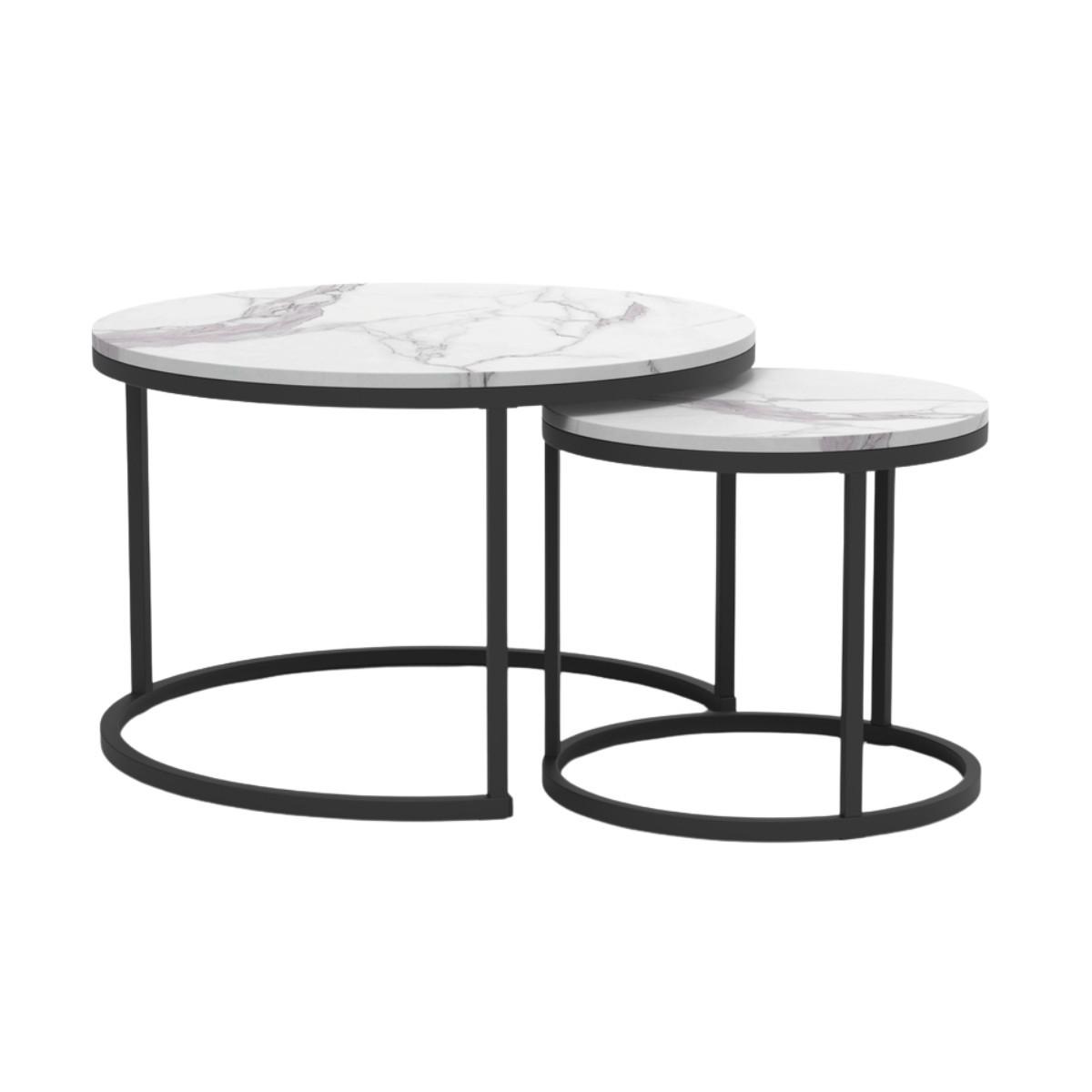 BEISTELLTISCHEN (Set aus 2) 70/70/45,5 cm - Schwarz, Holzwerkstoff (77.5/70/45.5cm) - Calicosy