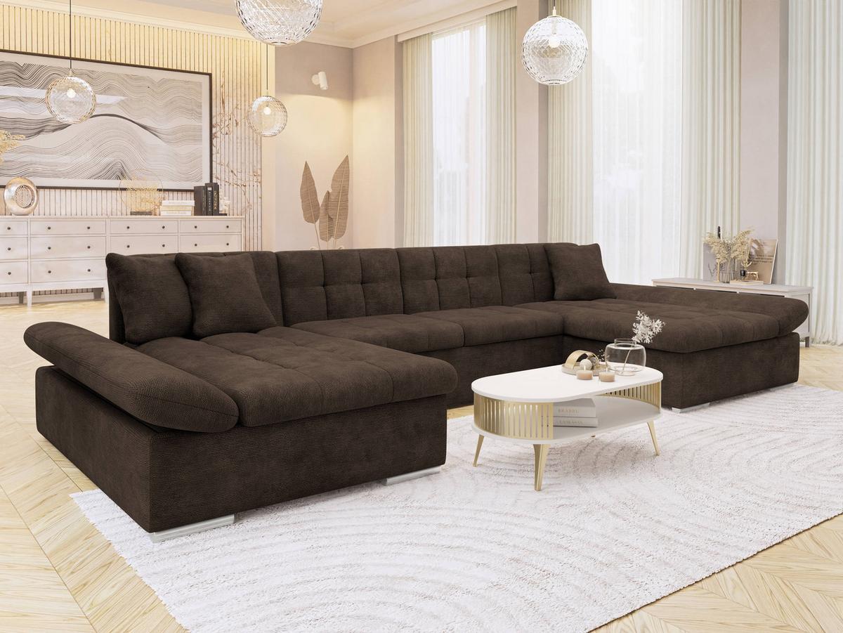 WOHNLANDSCHAFTEN Alia - Dunkelbraun, Holz/Textil (360/75/160cm) - MIRJAN24