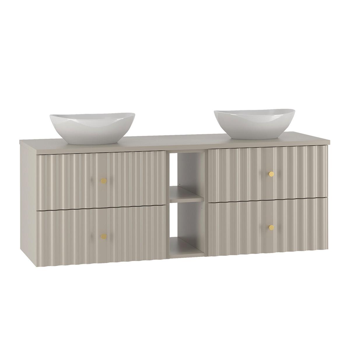 BADMÖBEL 140.6cm Izae 2er-Set Kaschmir - Beige, Holzwerkstoff (140.6/52.2/46.5cm) - Petits-meubles