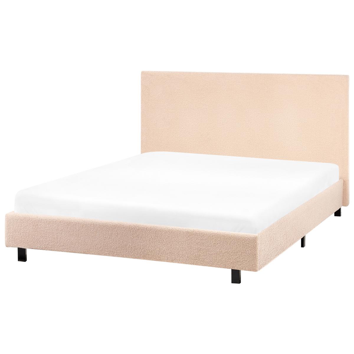 BETT mit Lattenrost 120/200 cm Bouclé Cremeweiß Albi - Creme, Textil (120/200cm) - Beliani