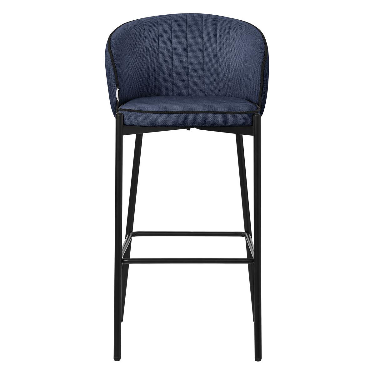 BARHOCKER 2er Set Dunkelblau mit Stoffbezug - Schwarz/Dunkelblau, Textil/Metall (50/101/54cm) - ML-DESIGN