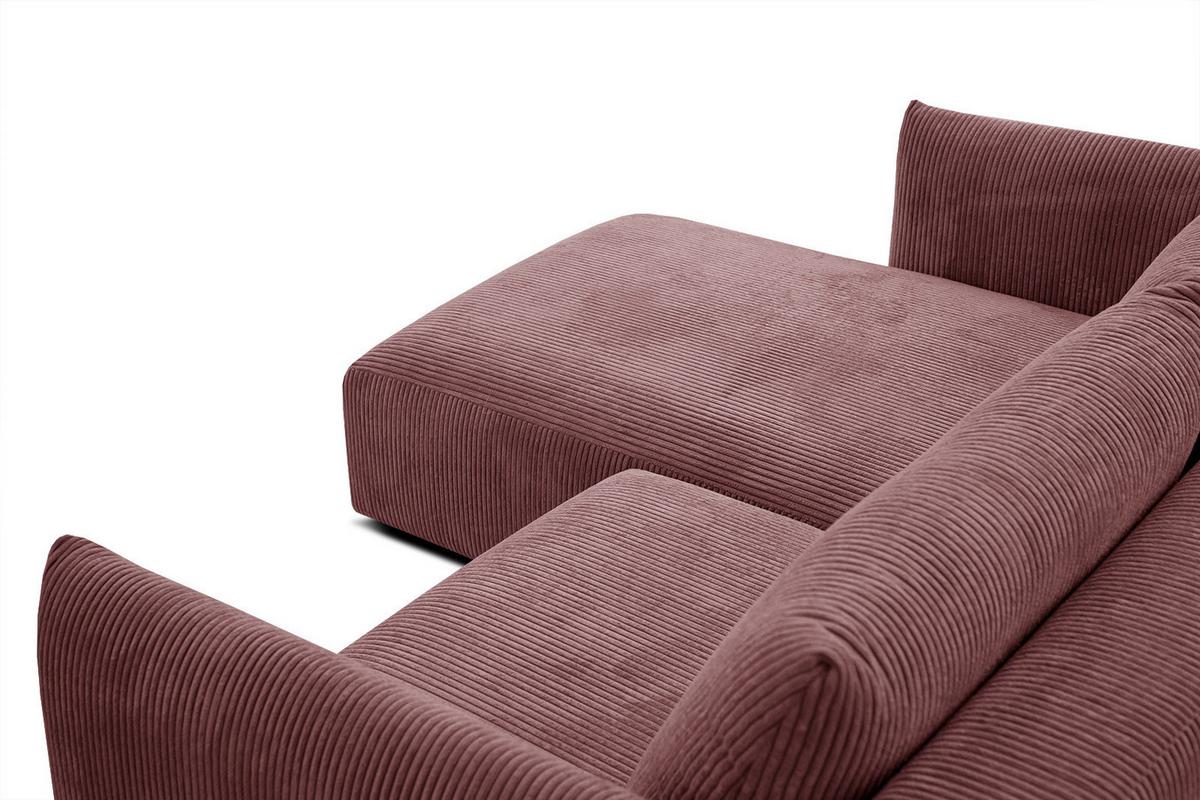 ECKSOFA TAUER 3-Sitzer, altrosa - Altrosa/Schwarz, Holzwerkstoff/Kunststoff (173/206cm) - Wozimo