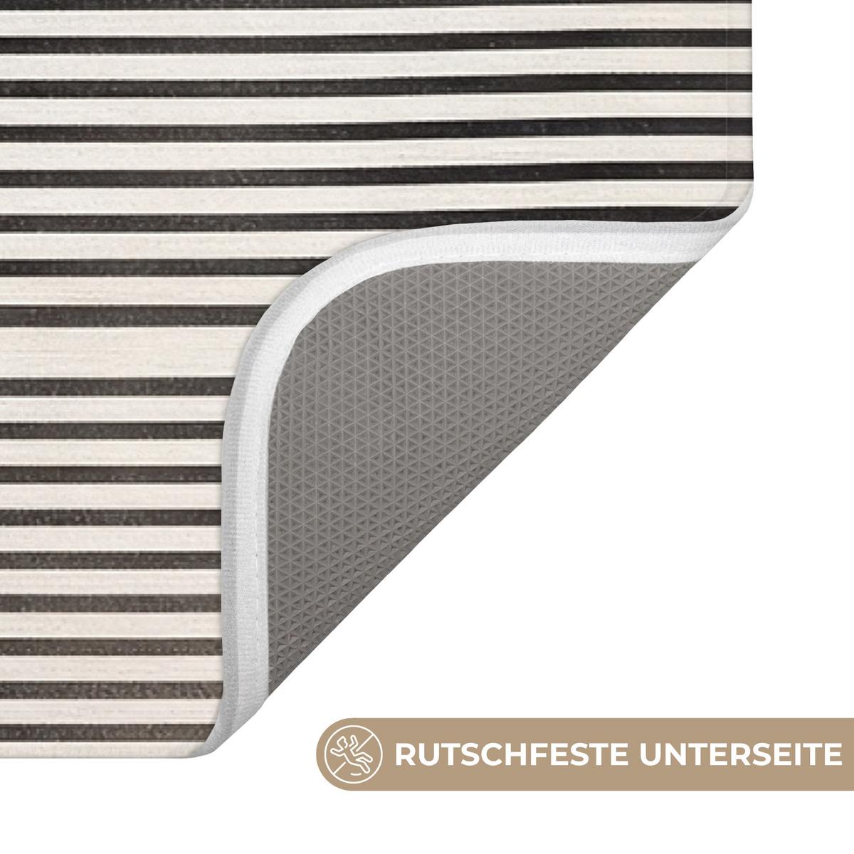 BADEMATTE Abstrakt - Japandi - Beige - Modern 90x60 cm - Beige/Schwarz, Textil (90/60cm) - OnlyWow