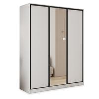 SCHWEBETÜRENSCHRANK TARI 160/205/58 cm 3-türig mit Spiegel und 4 Schubladen Weiß - Weiß, Holzwerkstoff (160/205/58cm) - MASSENO