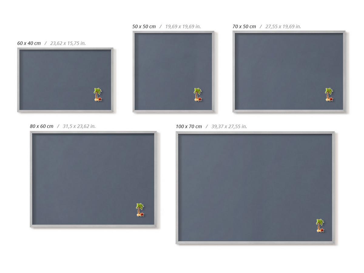 MAGNETTAFEL 50x50 cm Silberner Rahmen Kühles Grau - Schieferfarben, Metall (50/50/0.4cm) - TULUP