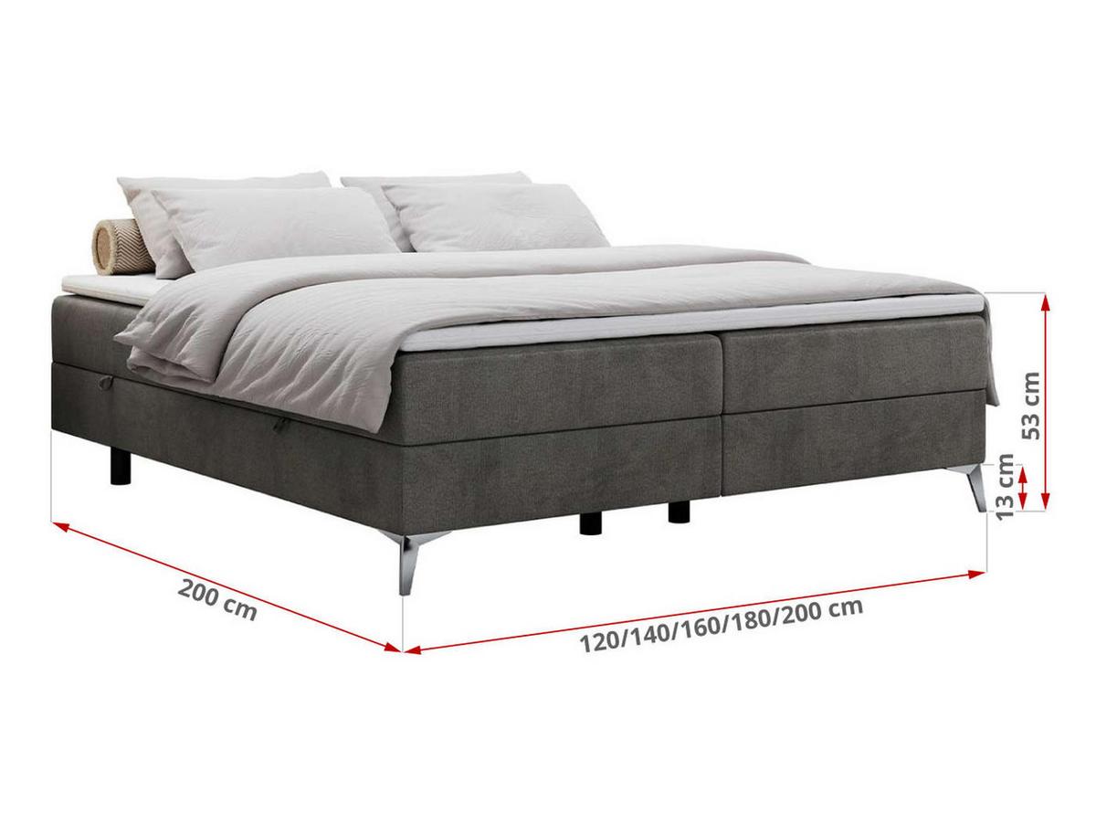 BOXBETT LESS 200/200 Dunkelgrau Velvet - H3 - Dunkelgrau, Holz/Textil (200/200cm) - MKS