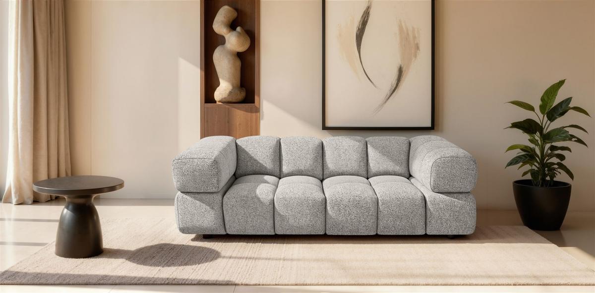 SOFA 3-sitzer Blanche In Puente - Beige, Holzwerkstoff/Textil (240/70/96cm) - Fun Möbel