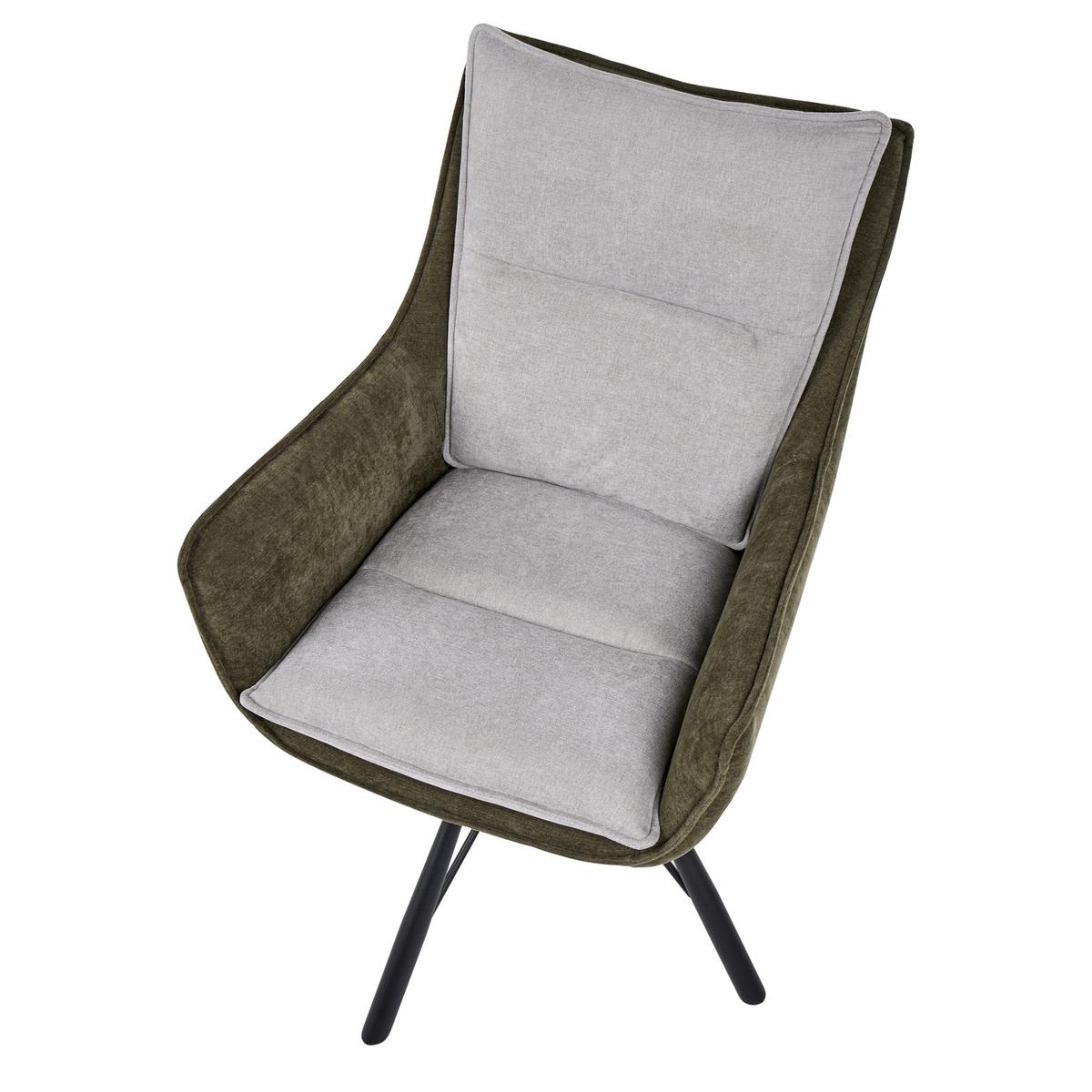 ESSZIMMERSTUHL drehbar Chenillegewebe Hellgrau/Dunkelgrün Anneberg - Hellgrau, Textil (60/94/64cm) - Beliani