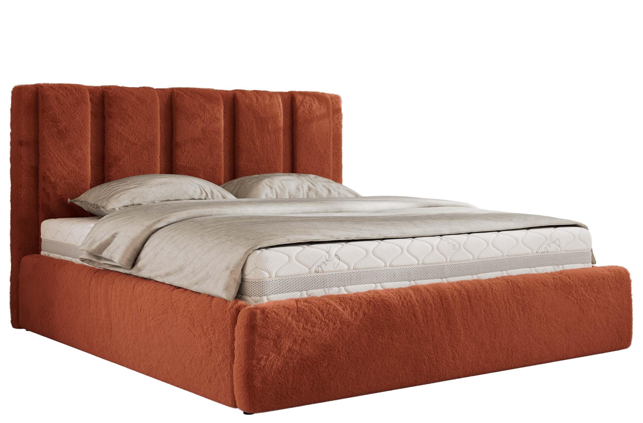 POLSTERBETT SAVINO CLASSIC 180/200 - Orange Plüsch - Pocket-Matratze - Orange, Textil (180/200cm) - MKS