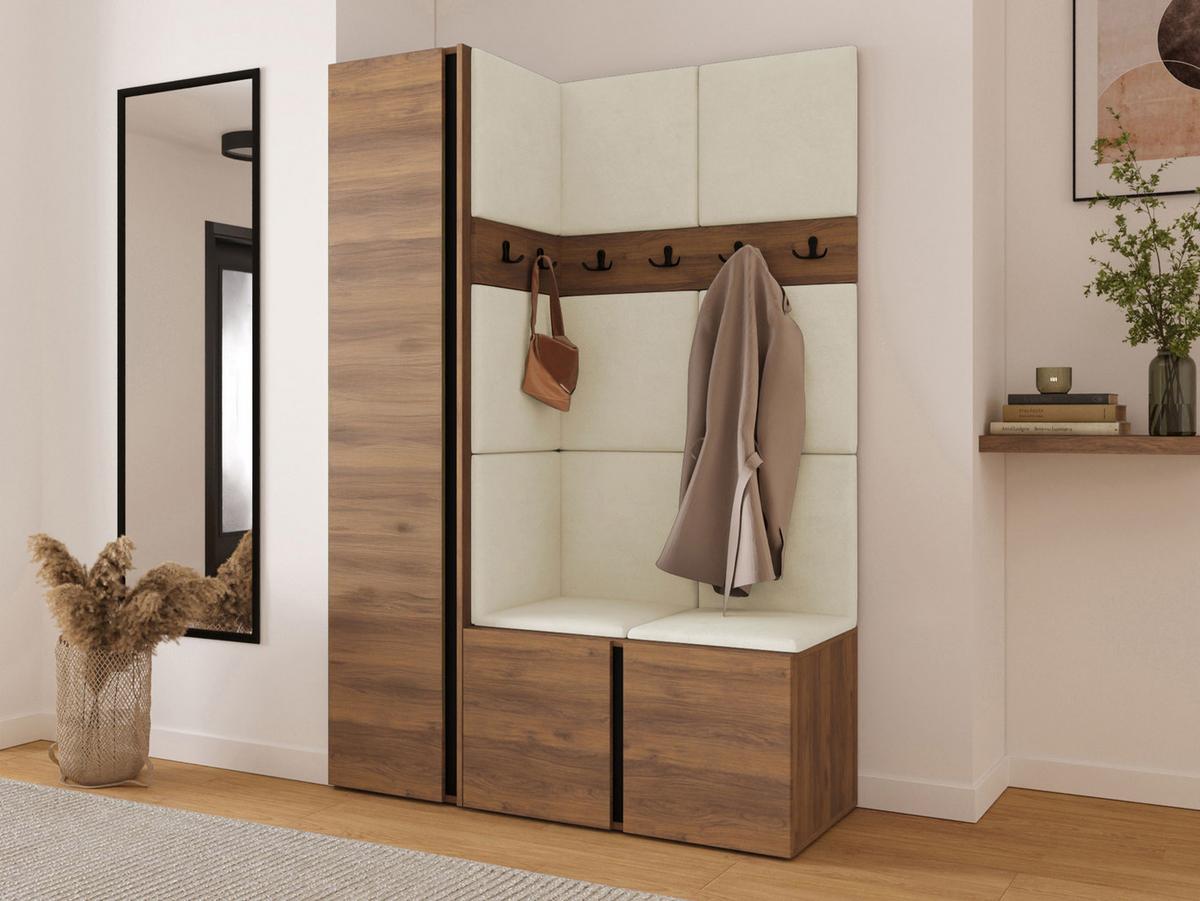 GARDEROBEN-SET Orion IX - Beige/Nussbaumfarben, Holzwerkstoff/Kunststoff (124/186/46cm) - MIRJAN24