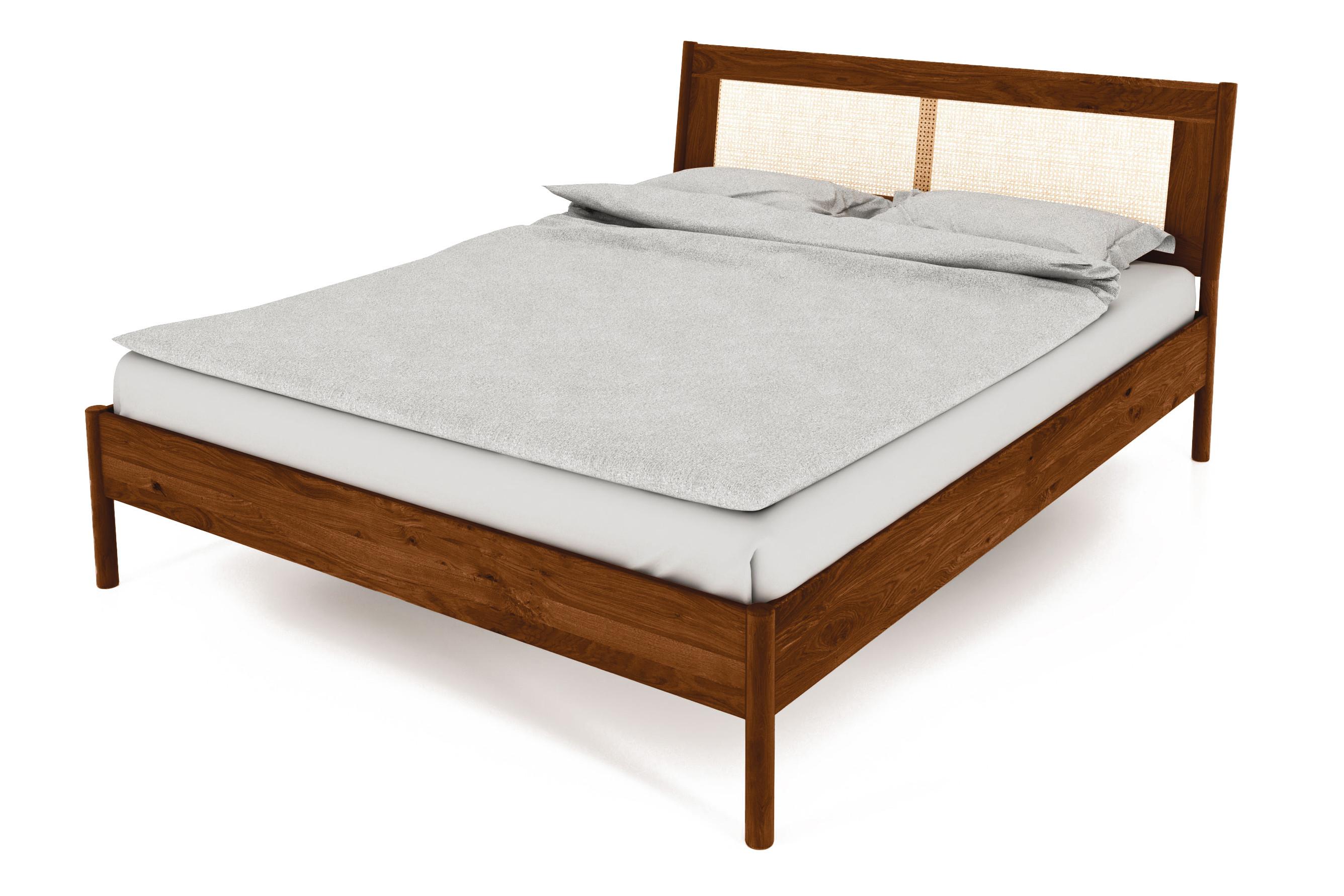 BETT MIT RATTANKOPFTEIL INA 160x190 Wildeiche - Mokka, Holz (160/190cm) - byoak