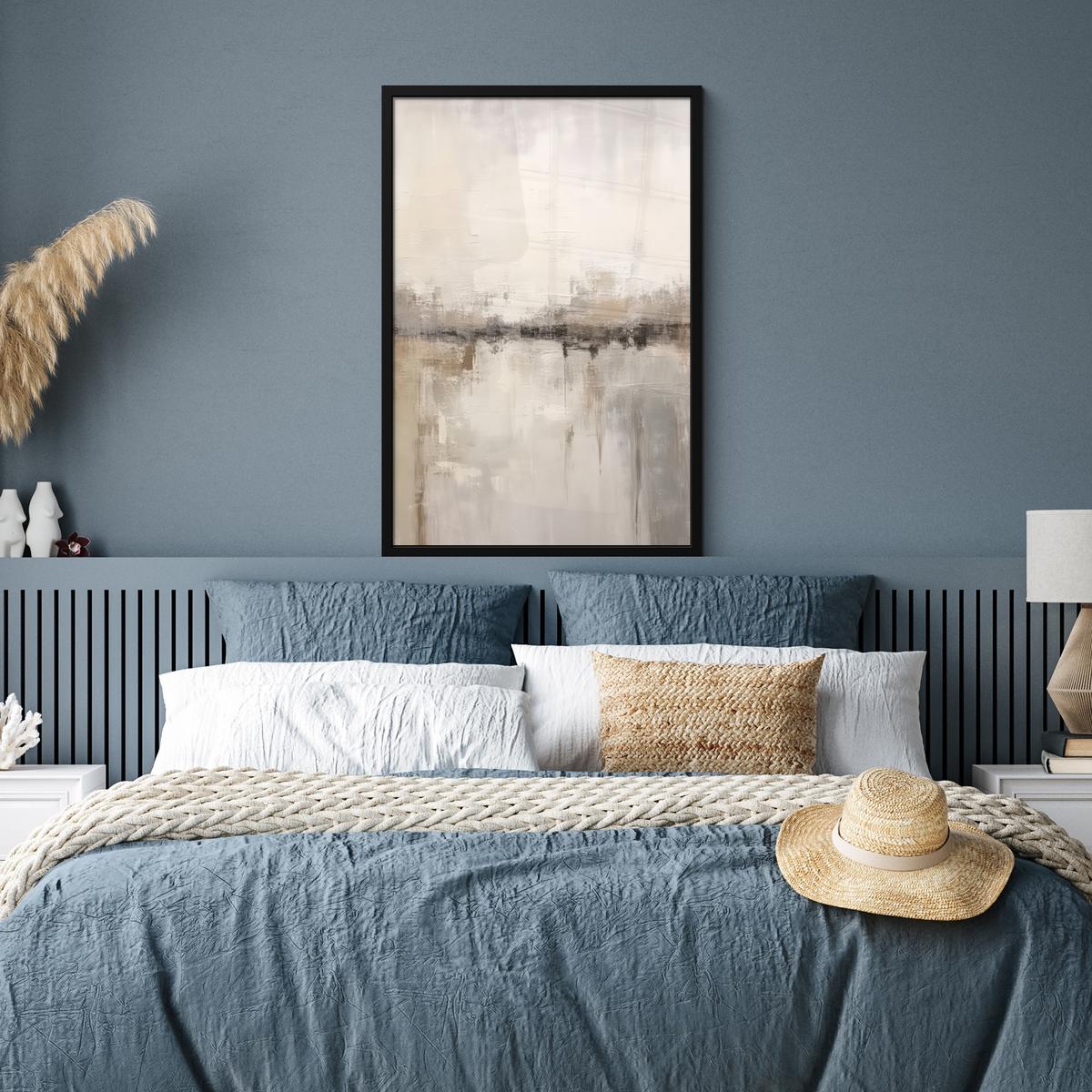POSTER MIT RAHMENGERAHMTES BILD Moderne Kunst - Abstrakt - Beige 60x90 cm - Beige, Papier (60/90cm) - MuchoWow
