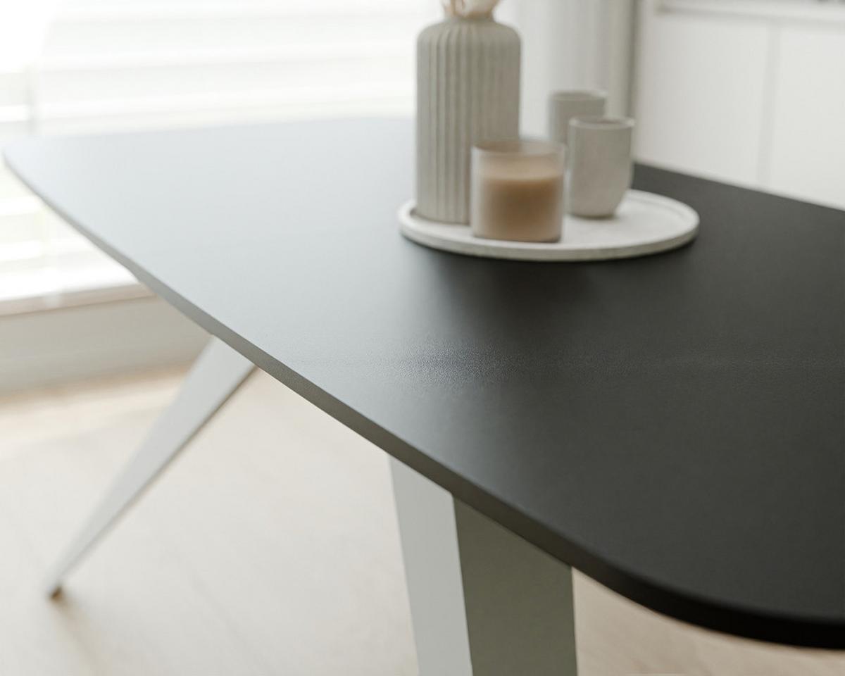 AUSZIEHTISCH FENTO 180/90/76 cm, Weiß / Schwarz - Schwarz/Weiß, Holzwerkstoff/Metall (90/180/76cm) - Idohome