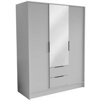 DREHTÜRENSCHRANK CAVA 150,5/200/51 cm Modern Kleiderschrank 3-türig mit Spiegel Weiß - Weiß, Holzwerkstoff (150.5/200/51cm) - MASSENO