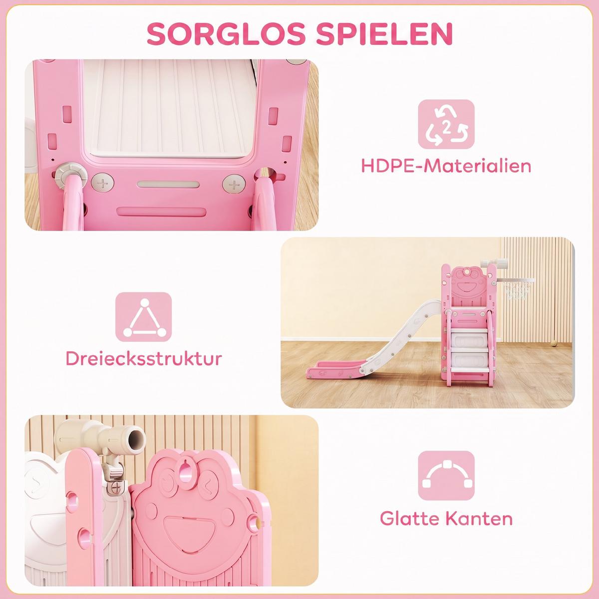 KINDERRUTSCHE HDPE Rosa - Rosa, Kunststoff (70/86/178cm) - AIYAPLAY