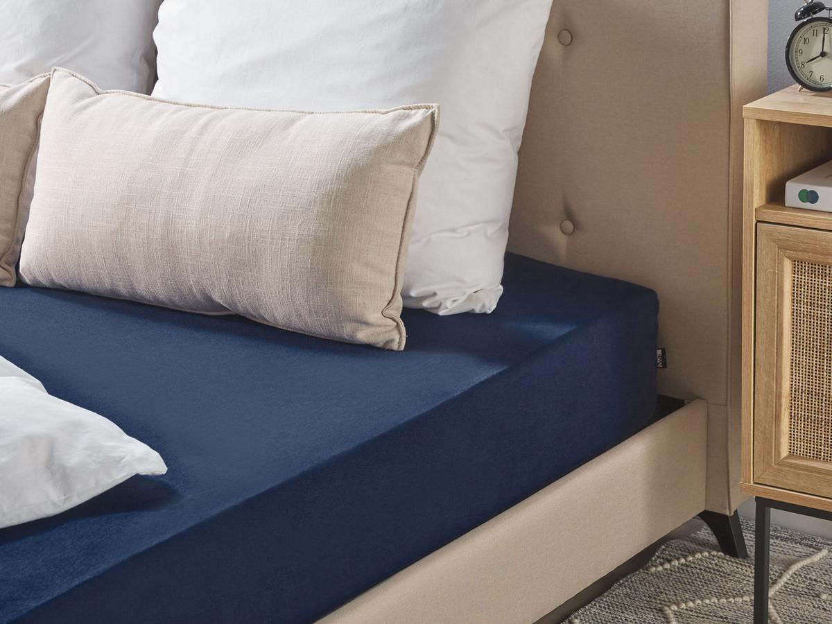 SPANNBETTLAKEN Blau 200 x 200 cm Hofuf - Dunkelblau, Textil (200/200cm) - Beliani