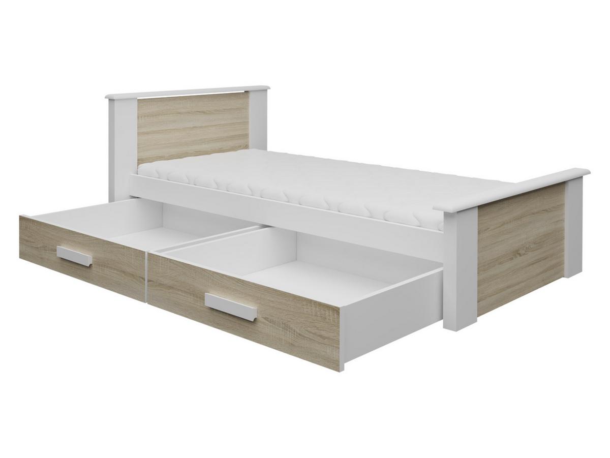 JUGENDBETT Aldo - Trüffeleichefarben/Weiß, Holz (90/200cm) - MIRJAN24