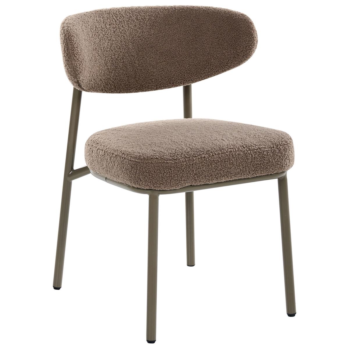 ESSZIMMERSTUHL 2er Set Bouclé Taupe Unity - Taupe/Beige, Textil (56/78/57cm) - Beliani