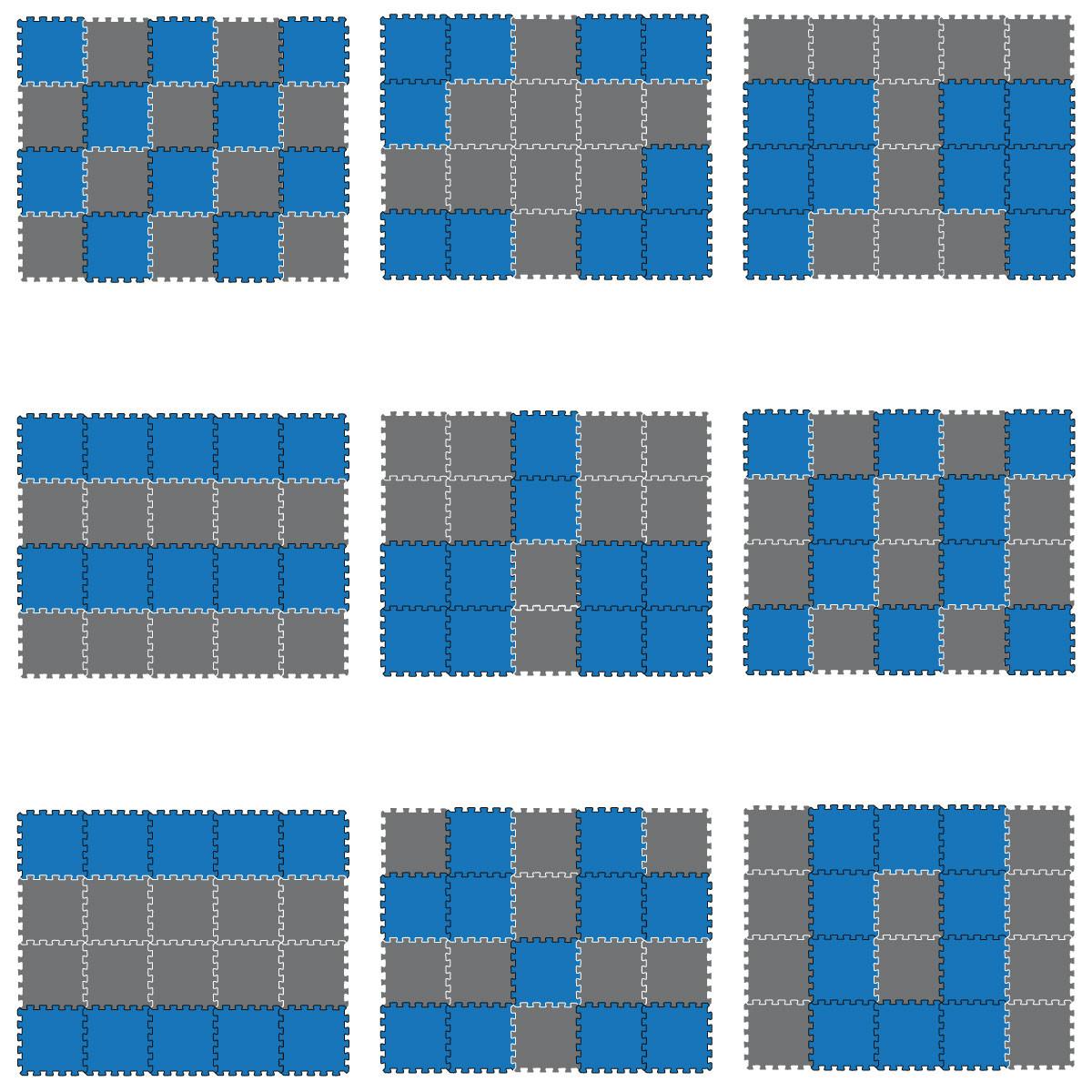 SPIELMATTE ab Null - 180/90/1 cm Puzzlematte Grau - Blau/Grau, Kunststoff (30/30cm) - Littletom