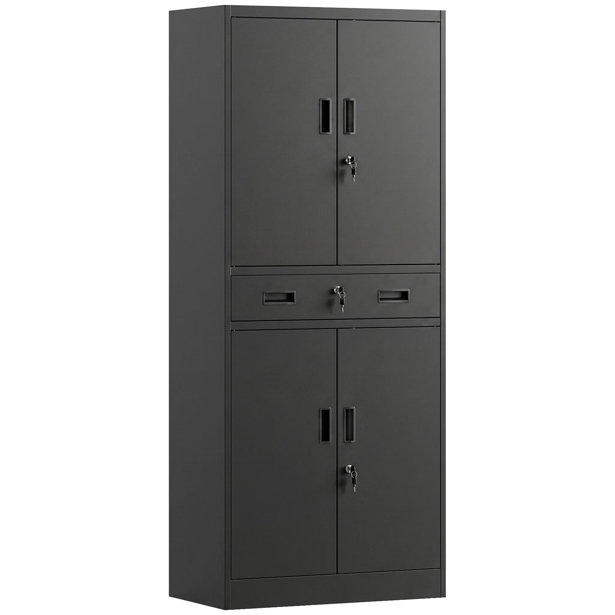 METALLSCHRANK Stahl Schwarz - Schwarz, Metall (40/180/75cm) - HOMCOM