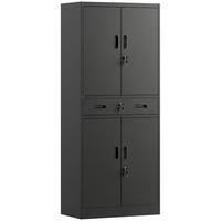 METALLSCHRANK Stahl Schwarz - Schwarz, Metall (40/180/75cm) - HOMCOM