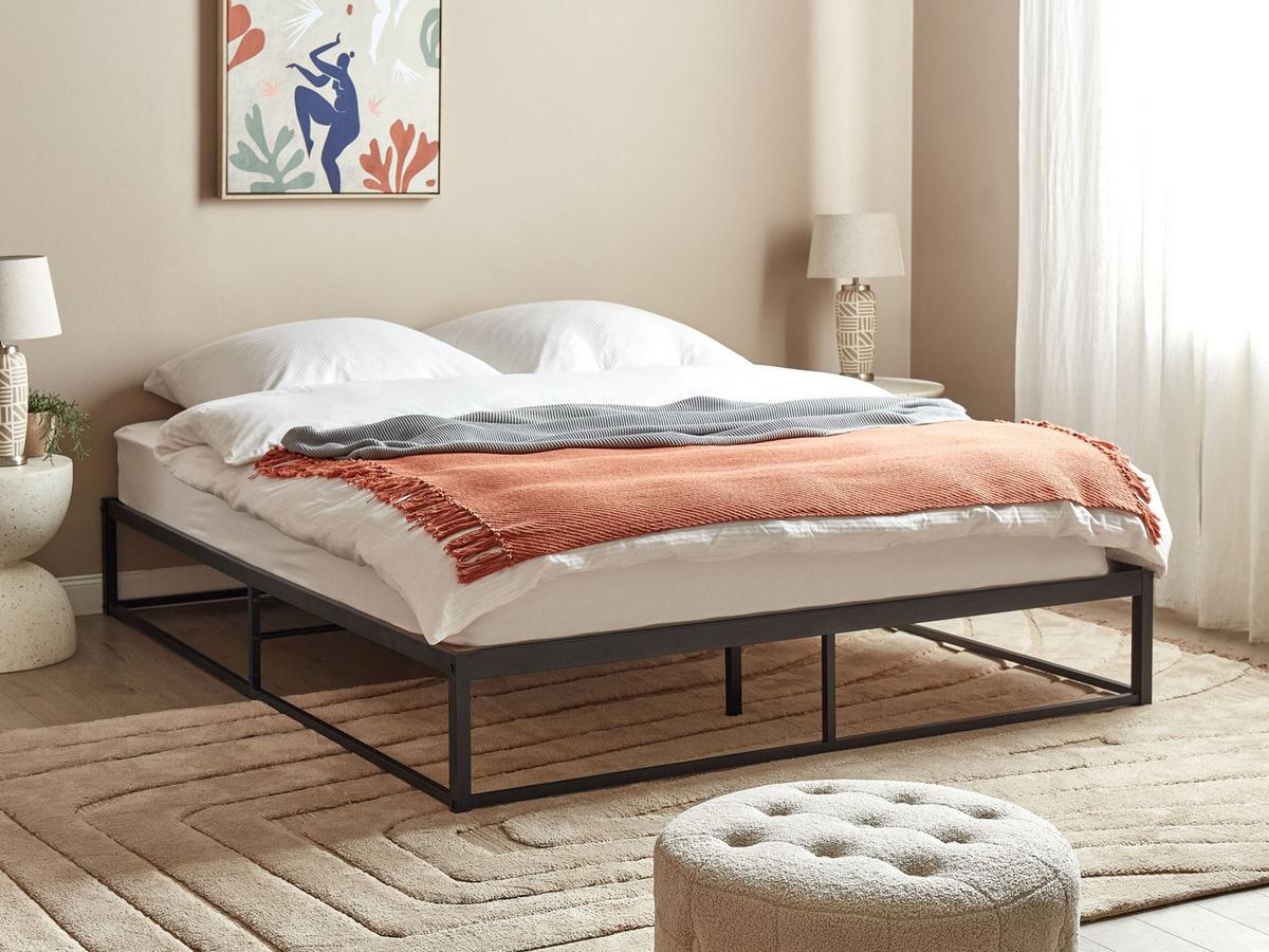 BETT mit Lattenrost 160x200 cm Schwarz Viry - Schwarz, Metall (160/200cm) - Beliani